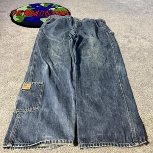 NAVY ACID WASHED GUESS BAGGY JEANS